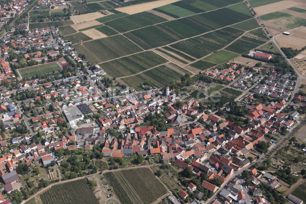 Flörsheim-Dalsheim von oben - Dorfkern in Flörsheim-Dalsheim im Bundesland Rheinland-Pfalz