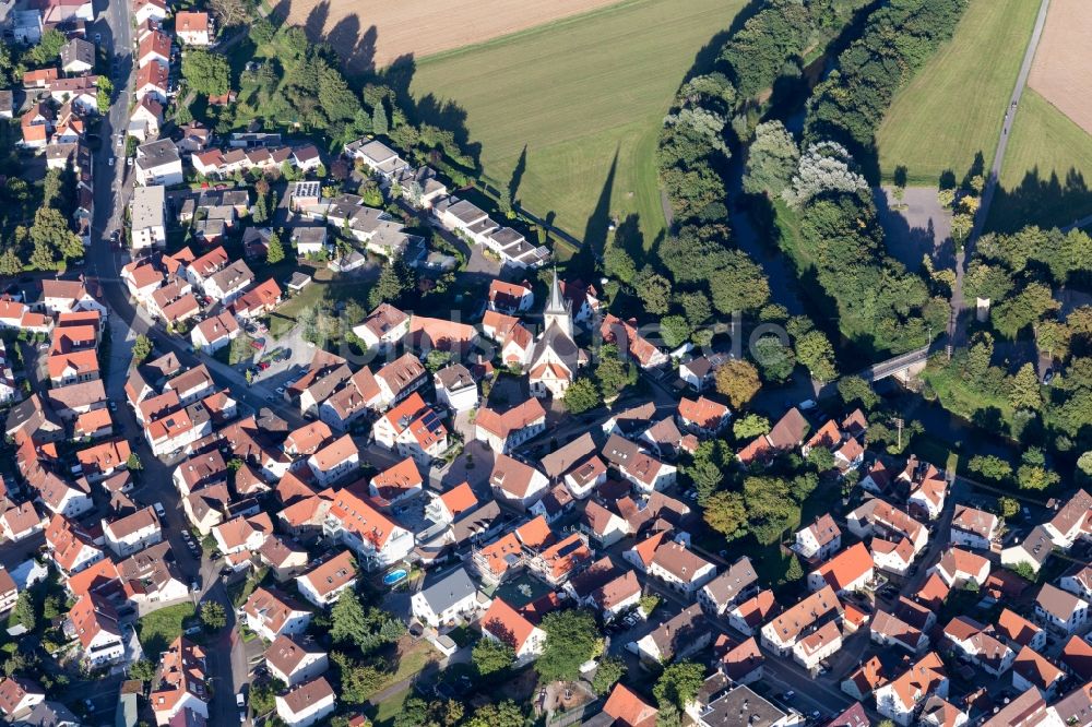 Murr aus der Vogelperspektive: Dorfkern an den Fluss- Uferbereichen der Murr in Murr im Bundesland Baden-Württemberg, Deutschland