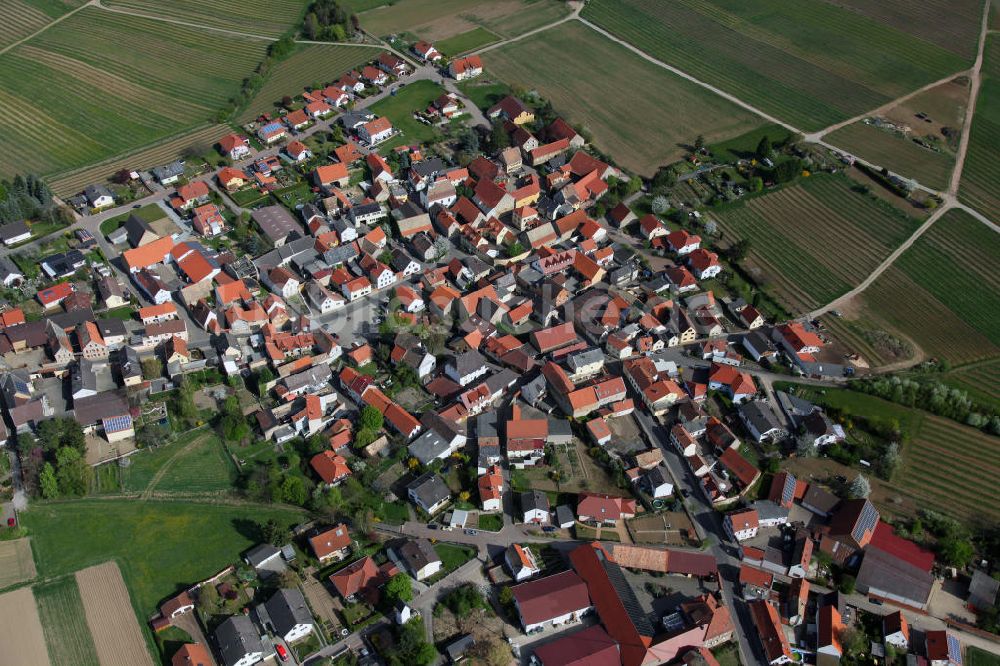 Luftbild Gau-Heppenheim - Dorfkern von Gau-Heppenheim, einer Ortsgemeinde im Landkreis Alzey-Worms in Rheinland-Pfalz