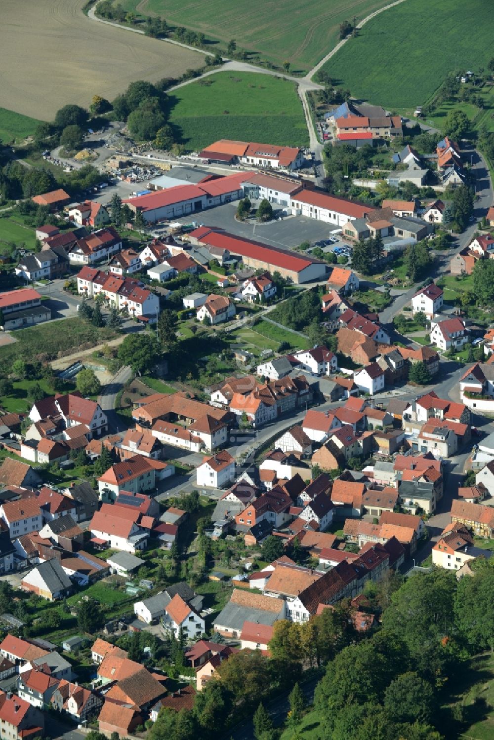 Geisleden von oben - Dorfkern in Geisleden im Bundesland Thüringen