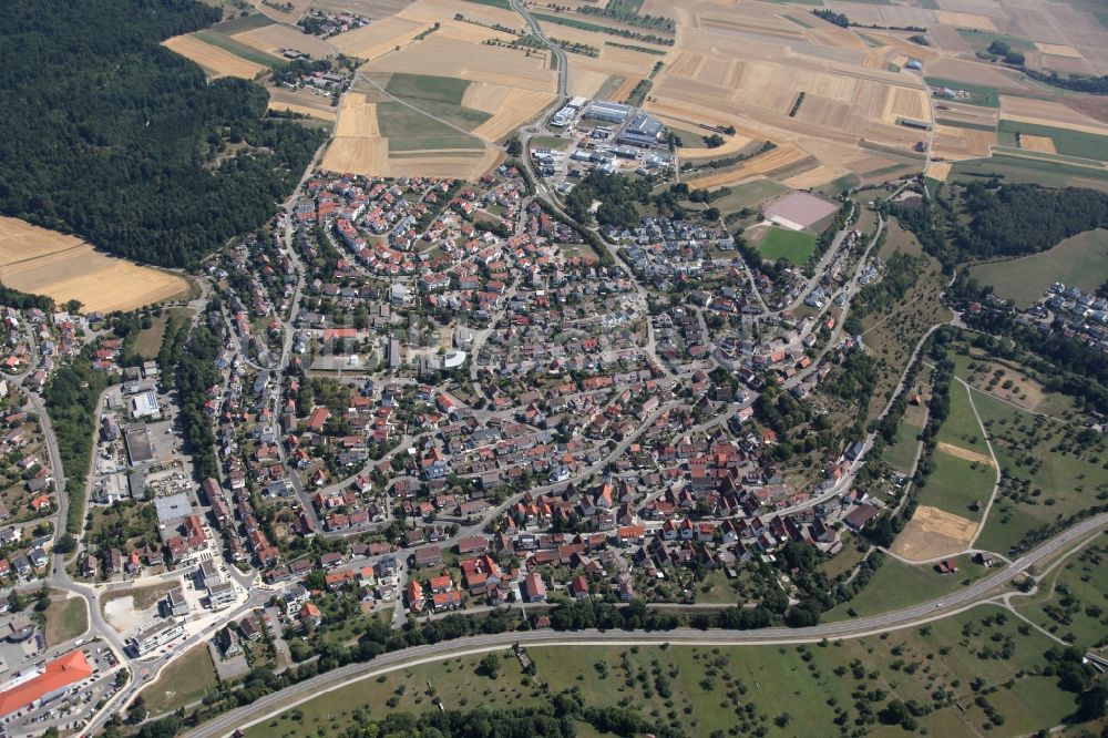 Grafenau von oben - Dorfkern in Grafenau im Bundesland Baden-Württemberg