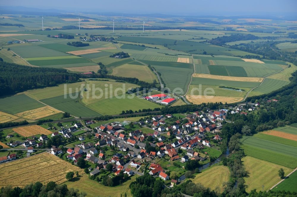 Luftaufnahme Haueda - Dorfkern in Haueda im Bundesland Hessen, Deutschland