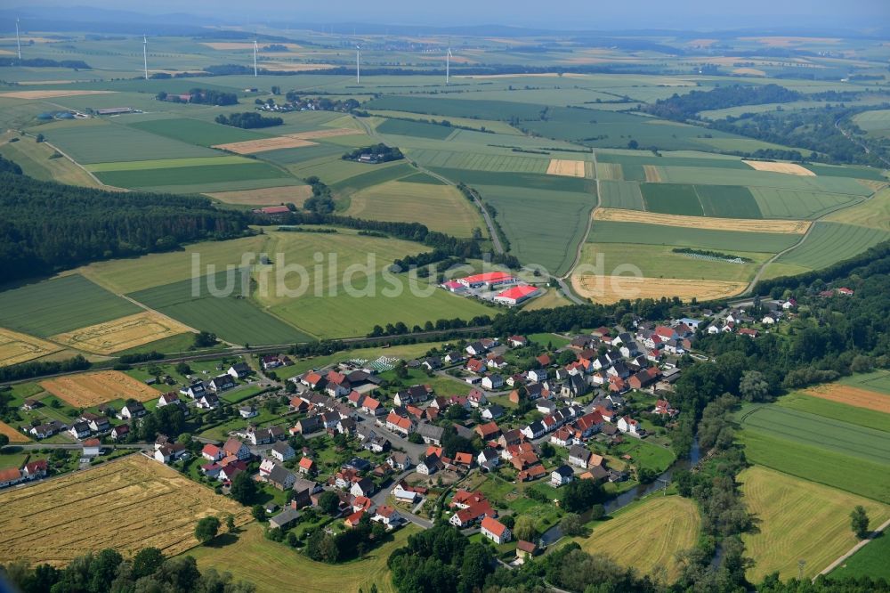 Haueda von oben - Dorfkern in Haueda im Bundesland Hessen, Deutschland