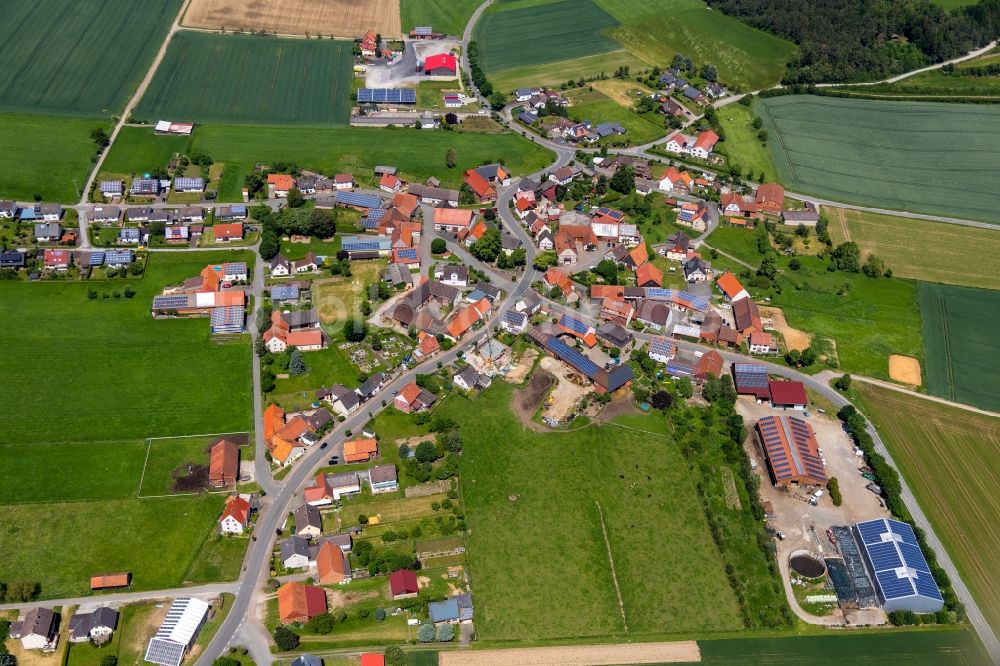 Luftbild Herbsen - Dorfkern in Herbsen im Bundesland Hessen, Deutschland