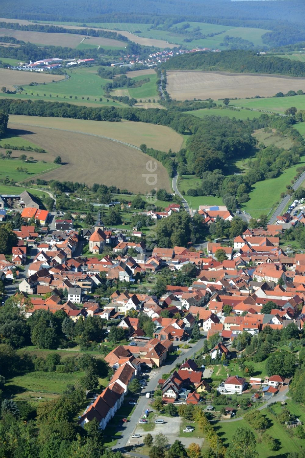 Kreuzebra von oben - Dorfkern in Kreuzebra im Bundesland Thüringen