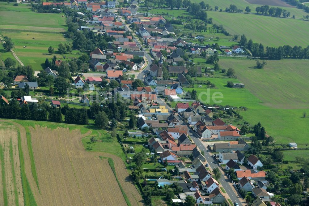 Laußig von oben - Dorfkern in Laußig im Bundesland Sachsen