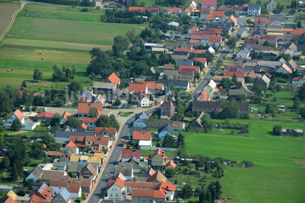 Laußig von oben - Dorfkern in Laußig im Bundesland Sachsen