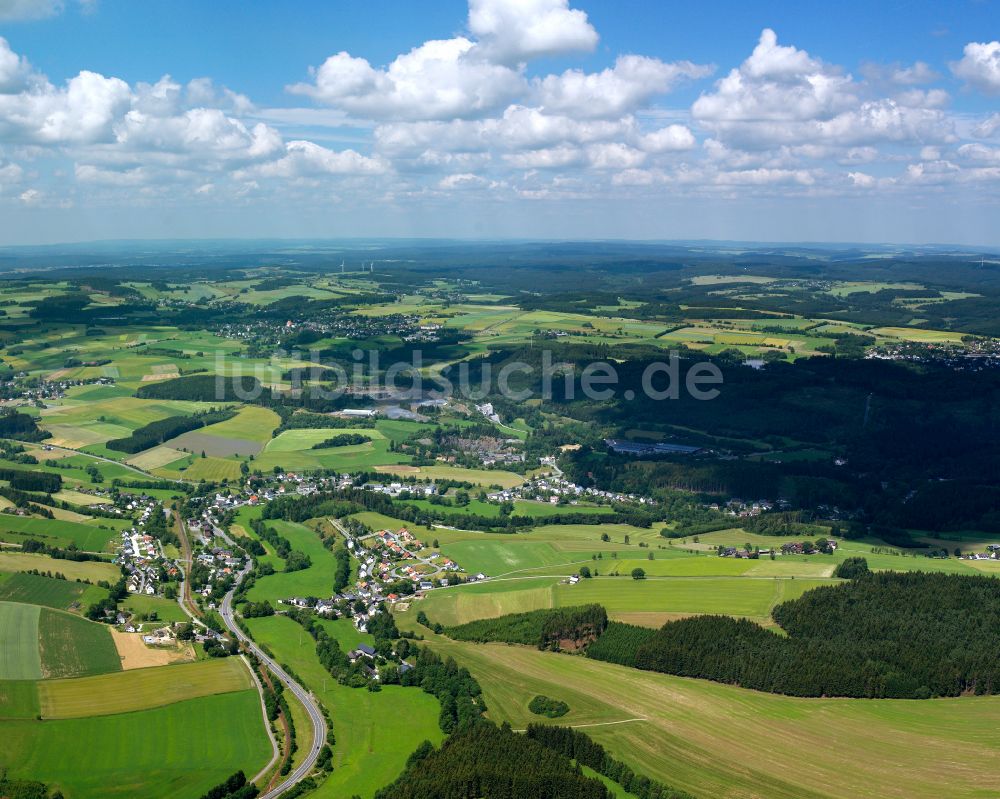 Marxgrün aus der Vogelperspektive: Dorfkern am Rande des Kraftwerkes in Marxgrün im Bundesland Bayern, Deutschland