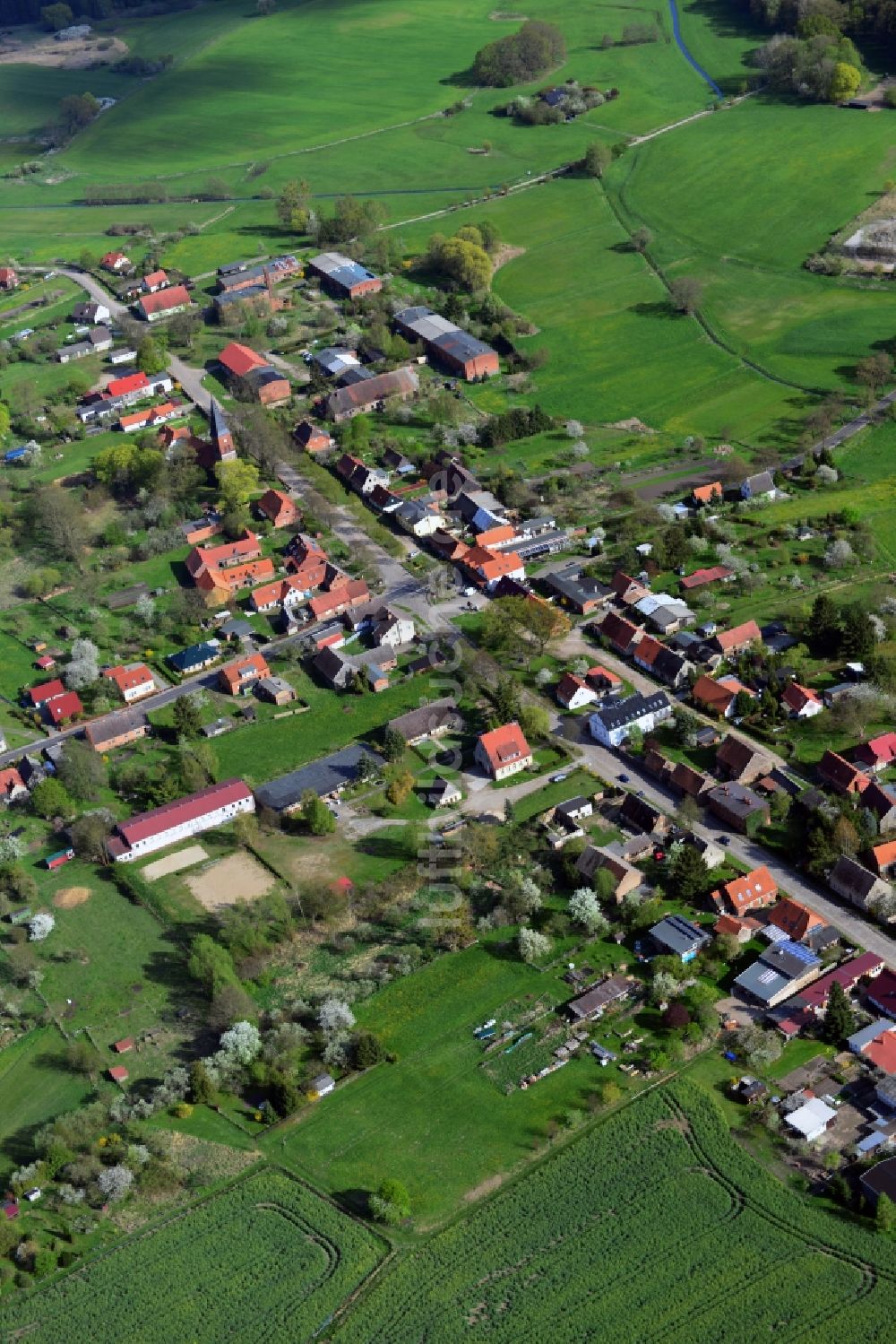 Temmen-Ringenwalde von oben - Dorfkern in Ringenwalde im Bundesland Brandenburg