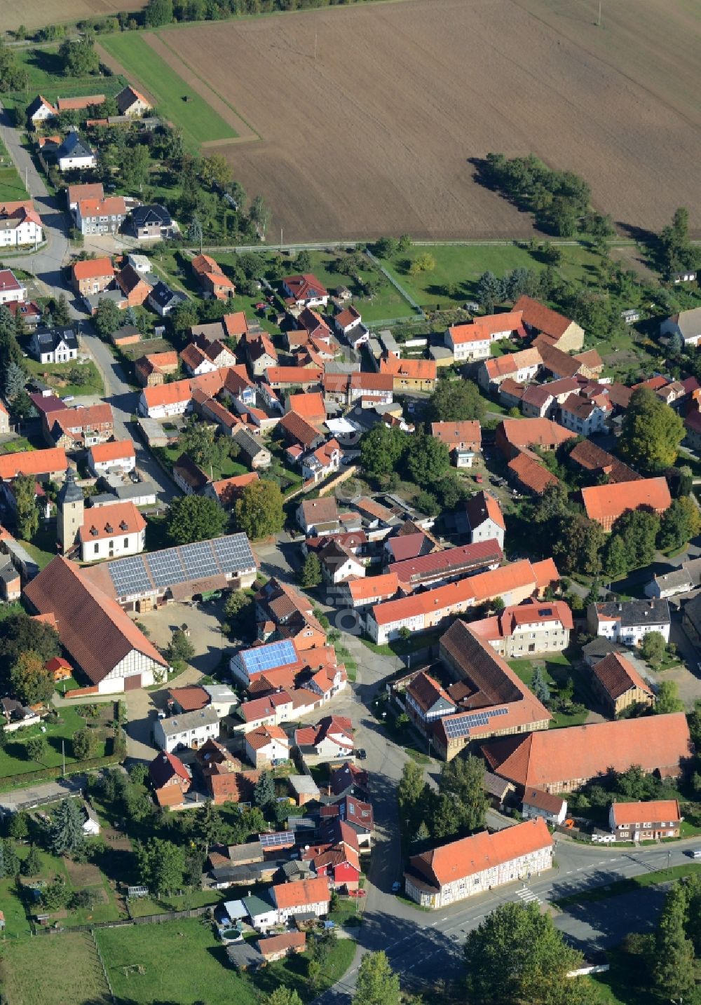 Luftaufnahme Rockensußra - Dorfkern in Rockensußra im Bundesland Thüringen