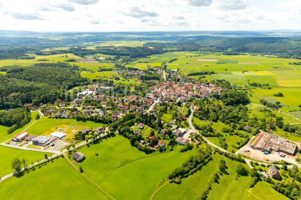 Sachsenberg von oben - Dorfkern in Sachsenberg im Bundesland Hessen, Deutschland