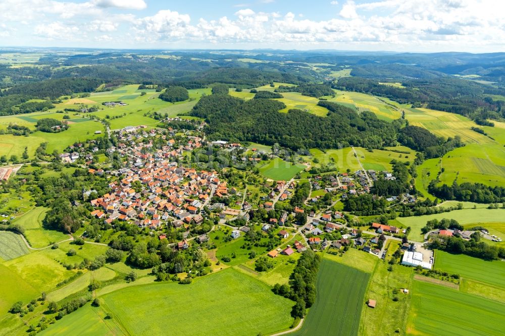 Luftaufnahme Sachsenberg - Dorfkern in Sachsenberg im Bundesland Hessen, Deutschland