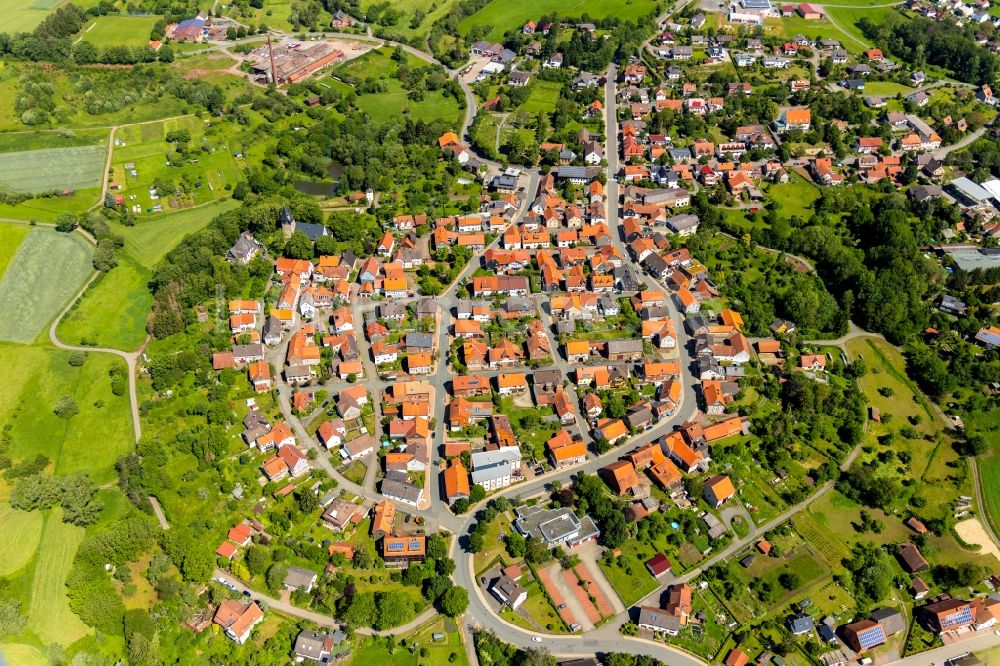 Luftaufnahme Sachsenberg - Dorfkern in Sachsenberg im Bundesland Hessen, Deutschland