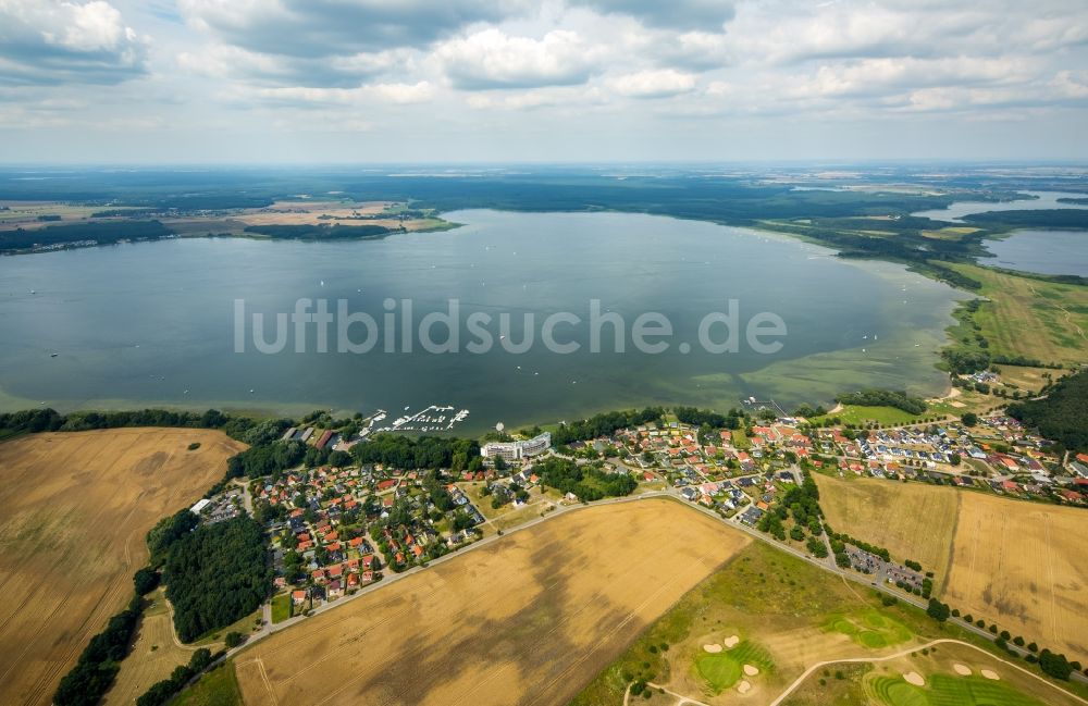 Untergöhren von oben - Dorfkern an den See- Uferbereichen des Fleesensees in Untergöhren im Bundesland Mecklenburg-Vorpommern