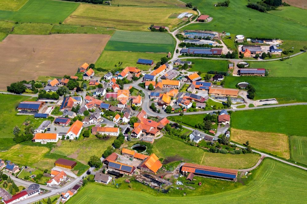 Sudeck aus der Vogelperspektive: Dorfkern in Sudeck im Bundesland Hessen, Deutschland