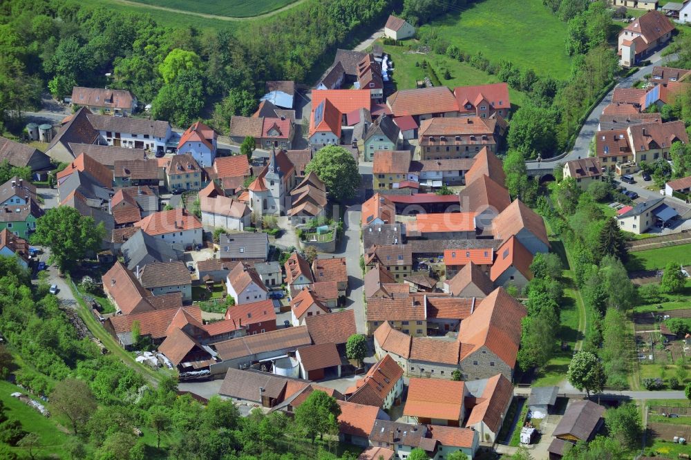 Luftbild Tiefenstockheim, Seinsheim - Dorfkern in Tiefenstockheim, Seinsheim im Bundesland Bayern