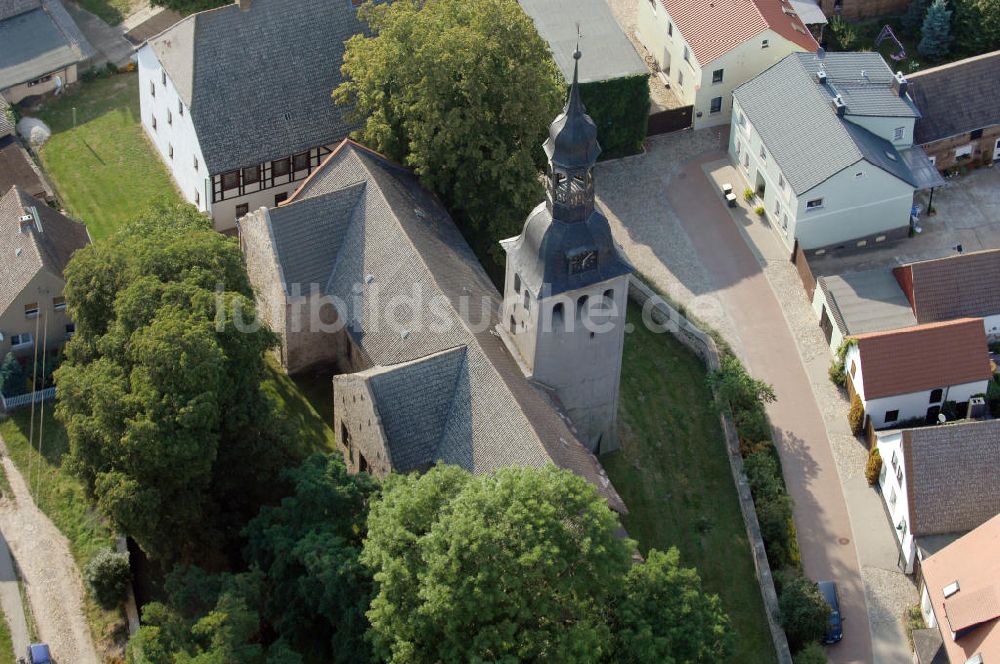 Leitzkau von oben - Dorfkirche St. Petri in Leitzkau