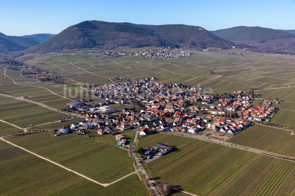 Luftbild Hainfeld - Dorfsiedlung am Weinbaugebiet in Hainfeld im Bundesland Rheinland-Pfalz, Deutschland
