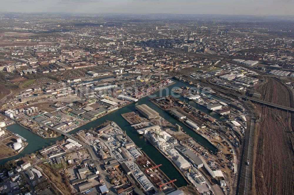 Dortmund aus der Vogelperspektive: Dortmunder Hafen in Dortmund im Bundesland Nordrhein-Westfalen NRW