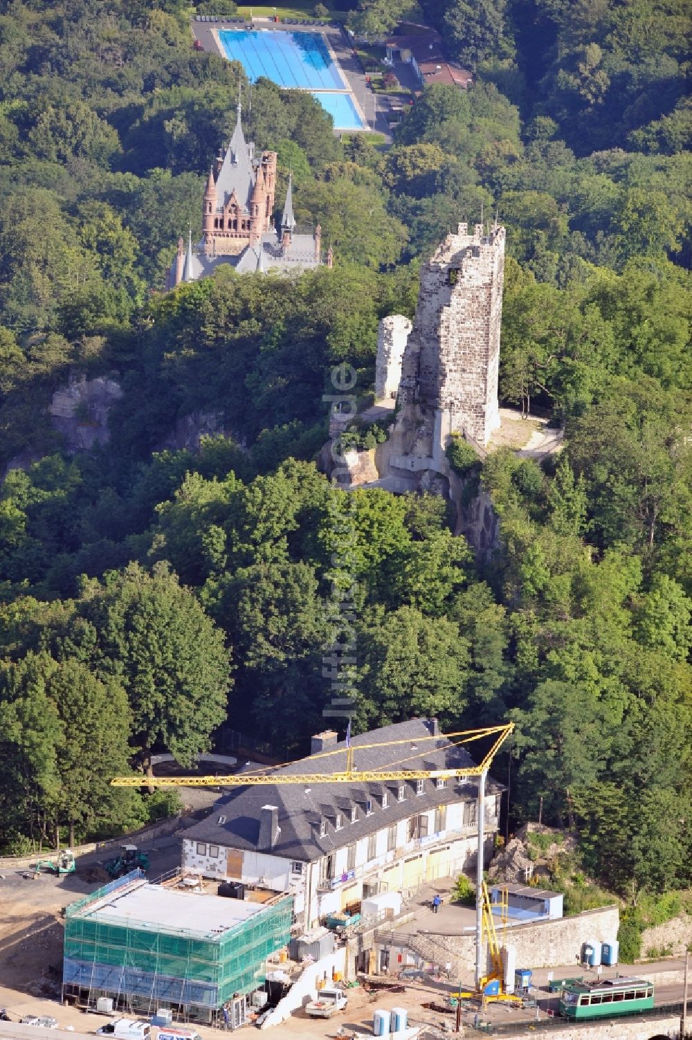 Königswinter von oben - Drachenfelsplateau in Königswinter im Bundesland Nordrhein-Westfalen