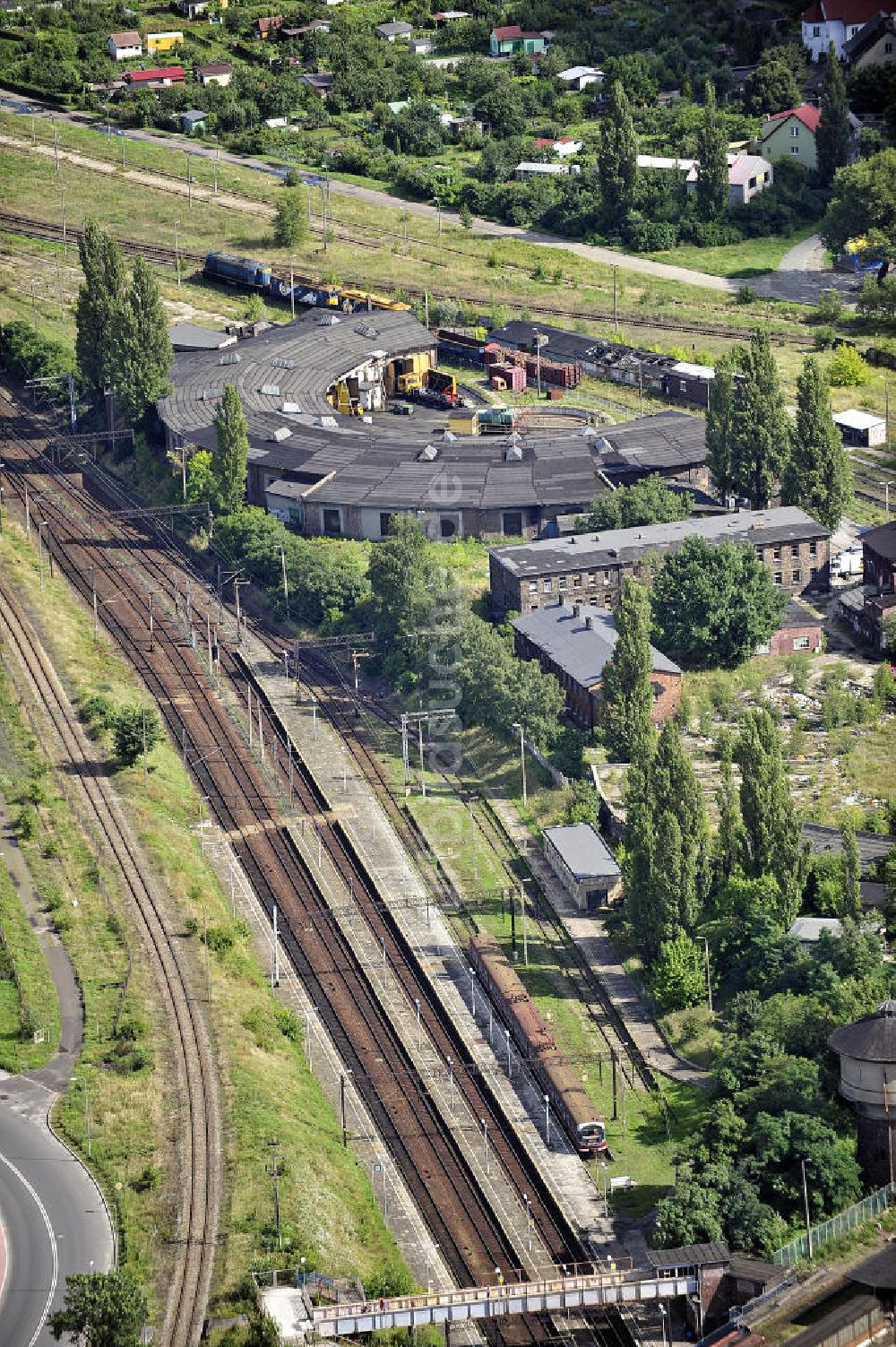 Kostrzyn / Küstrin aus der Vogelperspektive: Drehscheibe am Bahnhof Kostrzyn