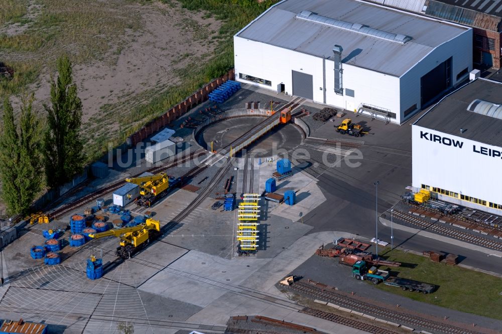 Luftaufnahme Leipzig - Drehscheibe am Werksgelände der Baumaschinenhersteller an der Niemeyerstraße in Leipzig im Bundesland Sachsen, Deutschland