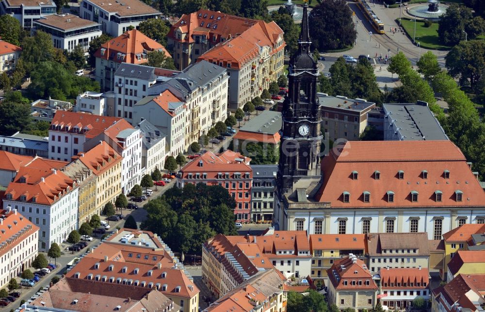 Dresden aus der Vogelperspektive: Dreikönigskirche in Dresden im Bundesland Sachsen