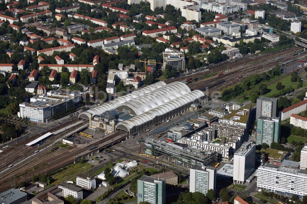 Luftaufnahme Dresden - Dresdener Hauptbahnhof in Dresden im Bundesland Sachsen