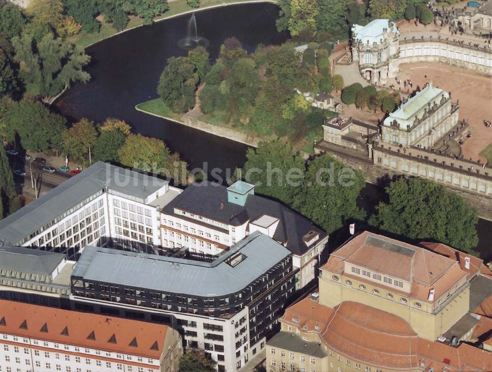 Dresden von oben - Dresdner Bank - Neubau am Zwinger in der Dresdner Altstadt