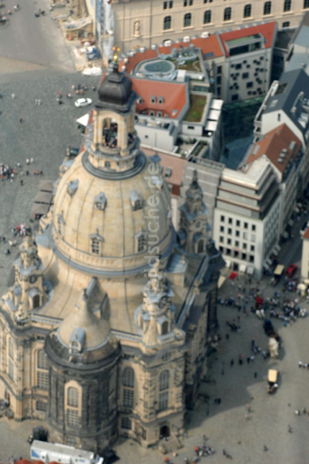 Dresden von oben - Dresdner Frauenkirche auf dem Neumarkt in Dresden