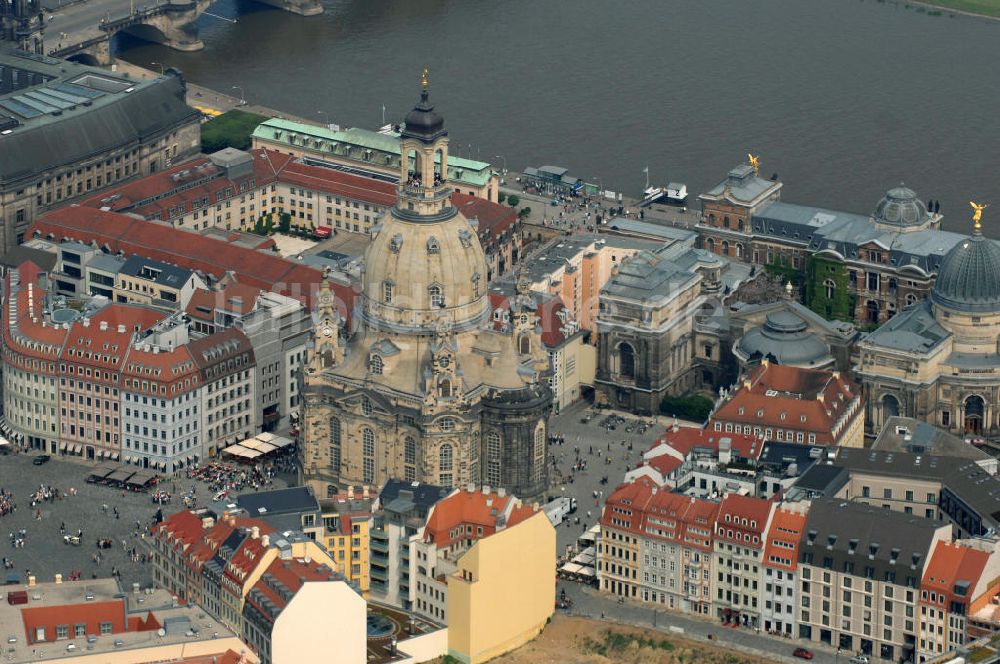 Dresden von oben - Dresdner Frauenkirche auf dem Neumarkt in Dresden