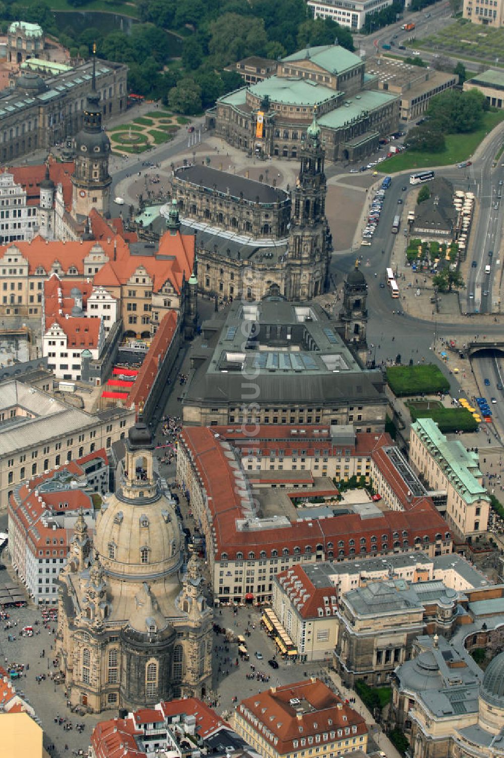 Luftbild Dresden - Dresdner Frauenkirche auf dem Neumarkt in Dresden