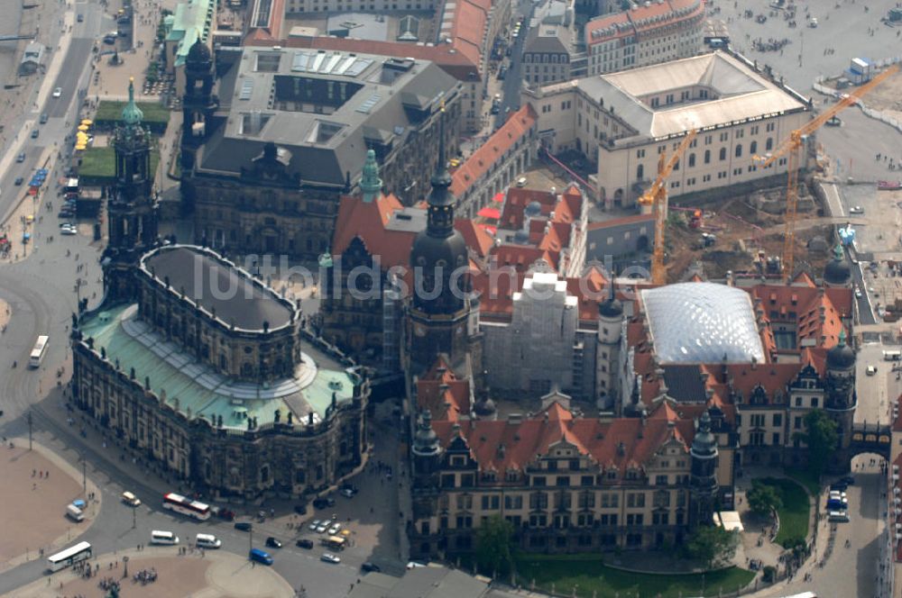 Dresden von oben - Dresdner Schloss / Residenzschloss in Dresden