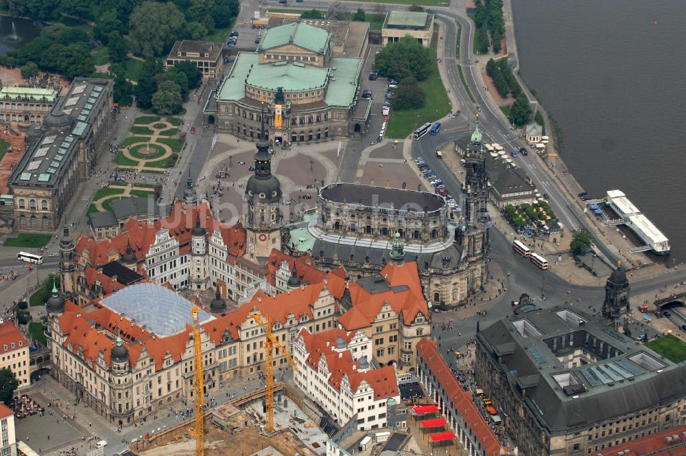 Dresden von oben - Dresdner Schloss / Residenzschloss in Dresden