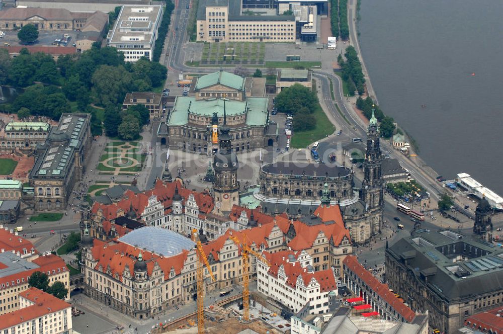 Dresden von oben - Dresdner Schloss / Residenzschloss in Dresden