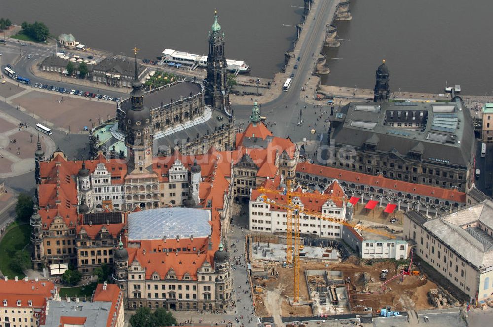 Dresden von oben - Dresdner Schloss / Residenzschloss in Dresden