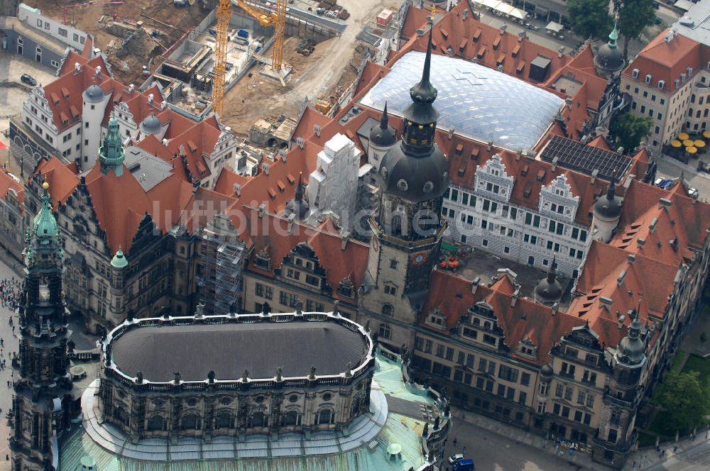 Dresden von oben - Dresdner Schloss / Residenzschloss in Dresden