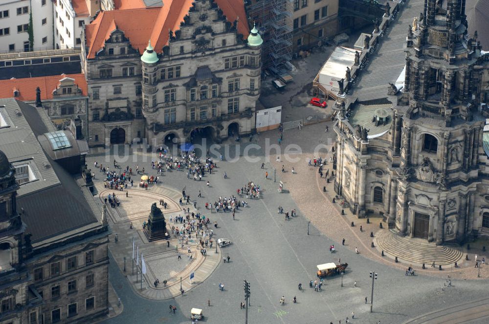 Dresden von oben - Dresdner Schloss / Residenzschloss in Dresden