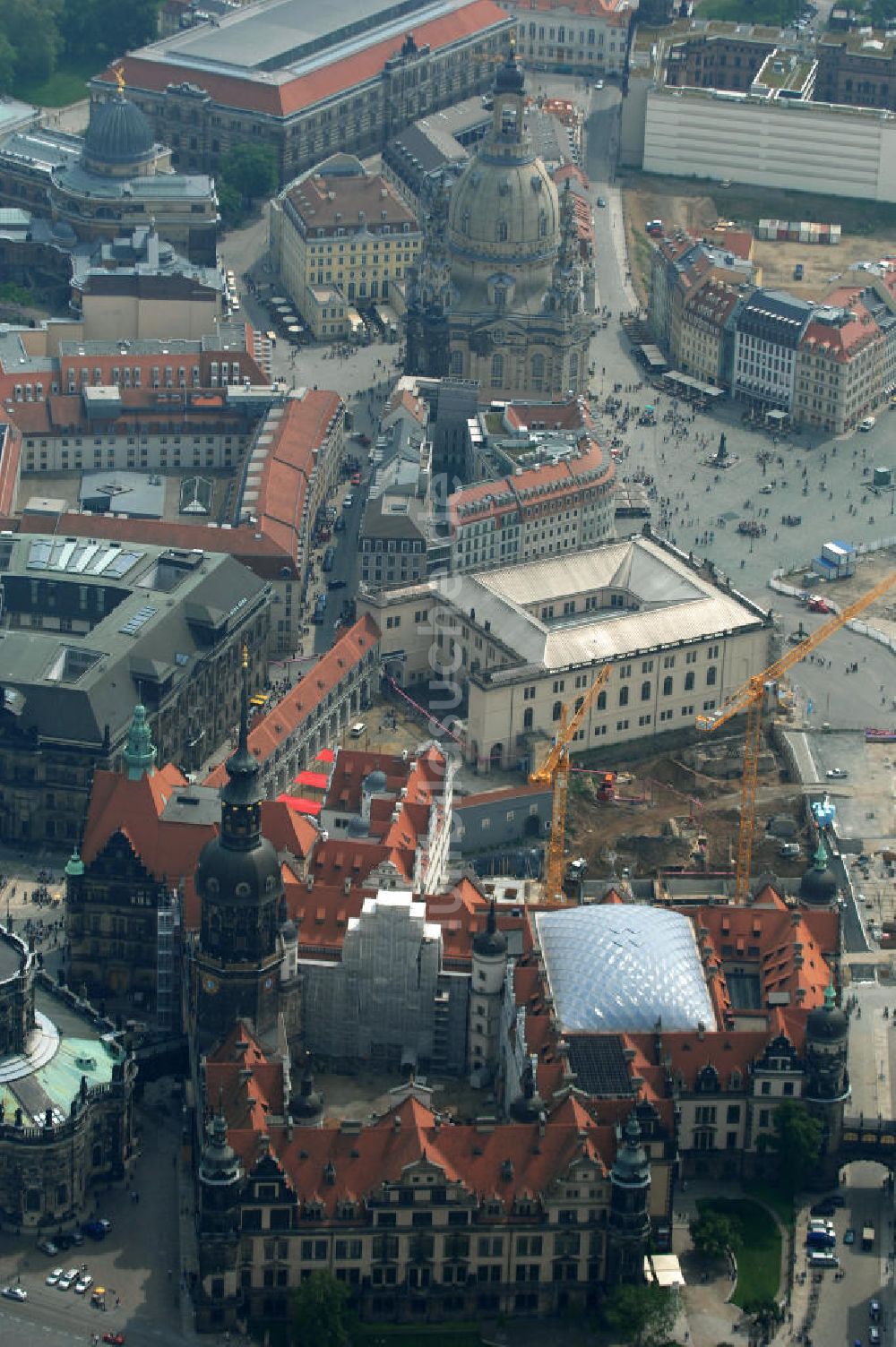 Dresden von oben - Dresdner Schloss / Residenzschloss in Dresden