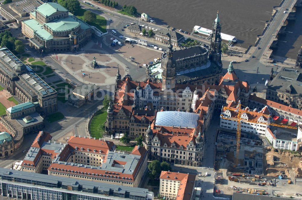 Dresden von oben - Dresdner Schloss / Residenzschloss in Dresden