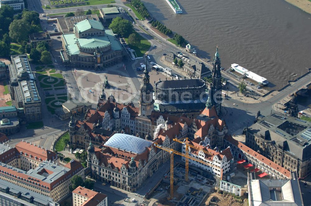 Dresden von oben - Dresdner Schloss / Residenzschloss in Dresden