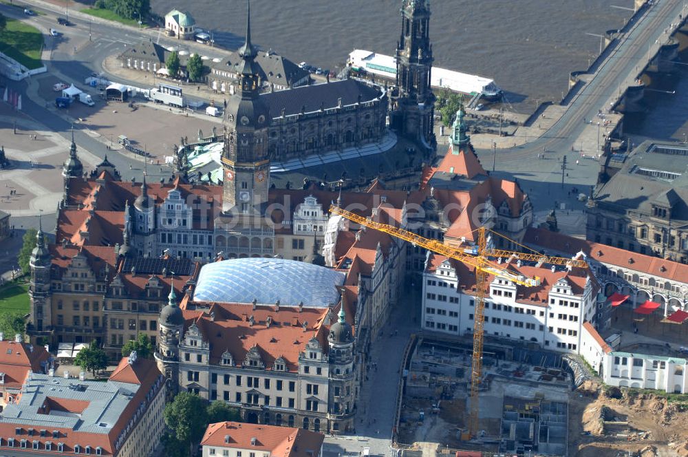 Dresden von oben - Dresdner Schloss / Residenzschloss in Dresden