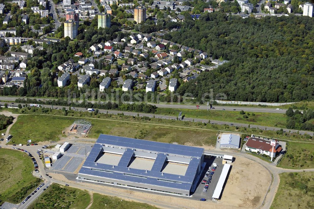 Rüsselsheim aus der Vogelperspektive: Druckzentrum Business Park Blauer See Rüsselsheim