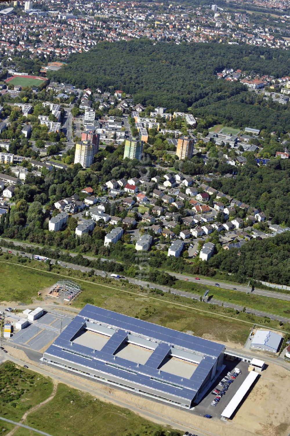 Luftbild Rüsselsheim - Druckzentrum Business Park Blauer See Rüsselsheim