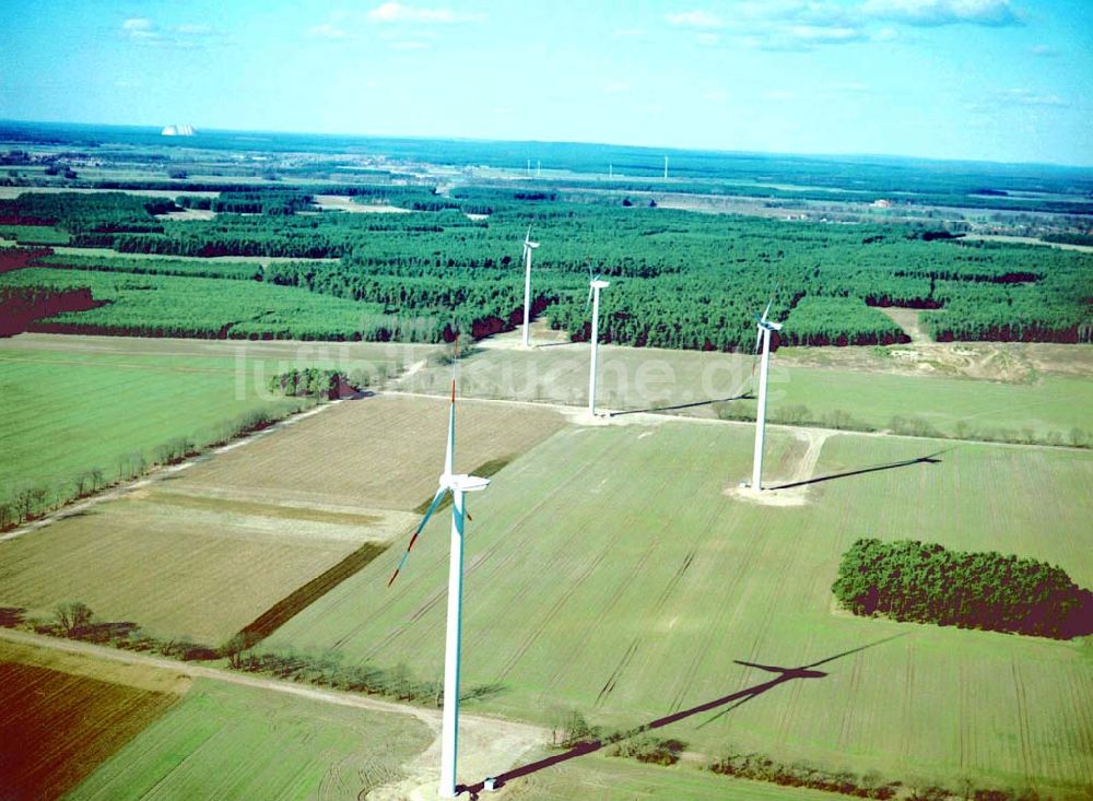 Luftbild Duben - Brandenburg - Duben - Brandenburg Windkraftpark Dubener Platte bei Duben in Brandenburg mit 19 Anlagen vom Typ MD 77