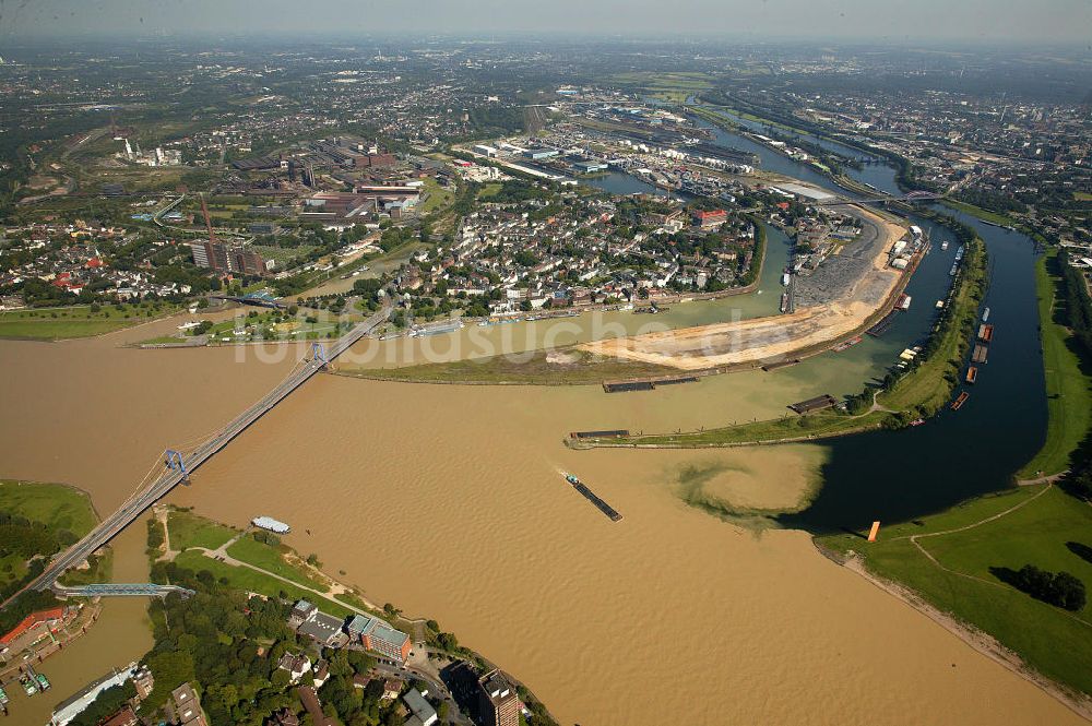 Luftbild Duisburg - Duisburg-Ruhrort bei Hochwasser