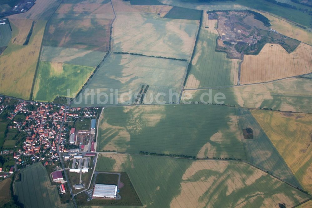 Thale von oben - Durch Bodenerosion und Wasser geprägte Strukturen auf landwirtschaftlichen Feldern in Thale im Bundesland Sachsen-Anhalt