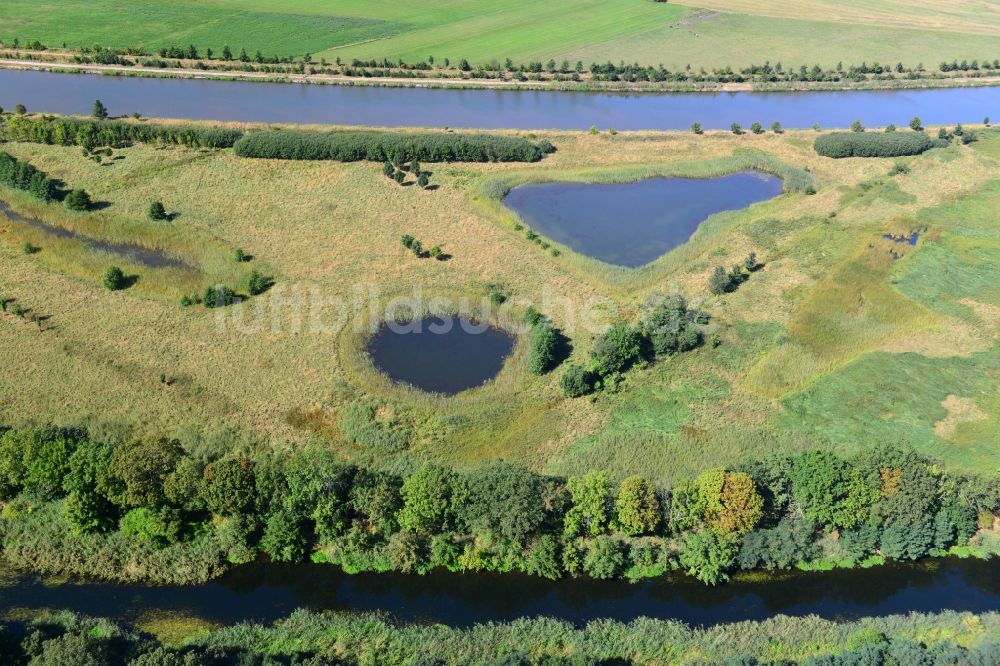 Luftaufnahme Parchau - Durchstich Parchau im Elbe-Havel-Kanal im Bundesland Sachsen-Anhalt