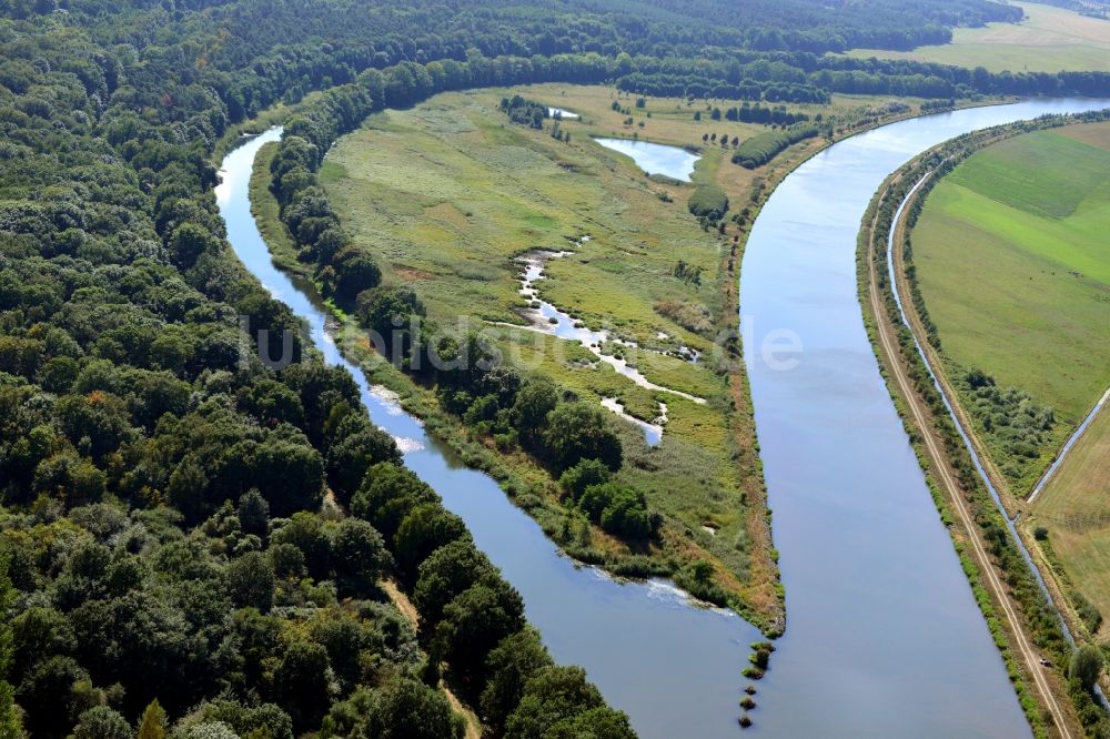 Luftaufnahme Parchau - Durchstich Parchau im Elbe-Havel-Kanal im Bundesland Sachsen-Anhalt