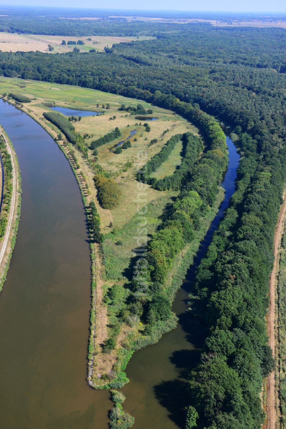 Luftbild Parchau - Durchstich Parchau im Elbe-Havel-Kanal im Bundesland Sachsen-Anhalt